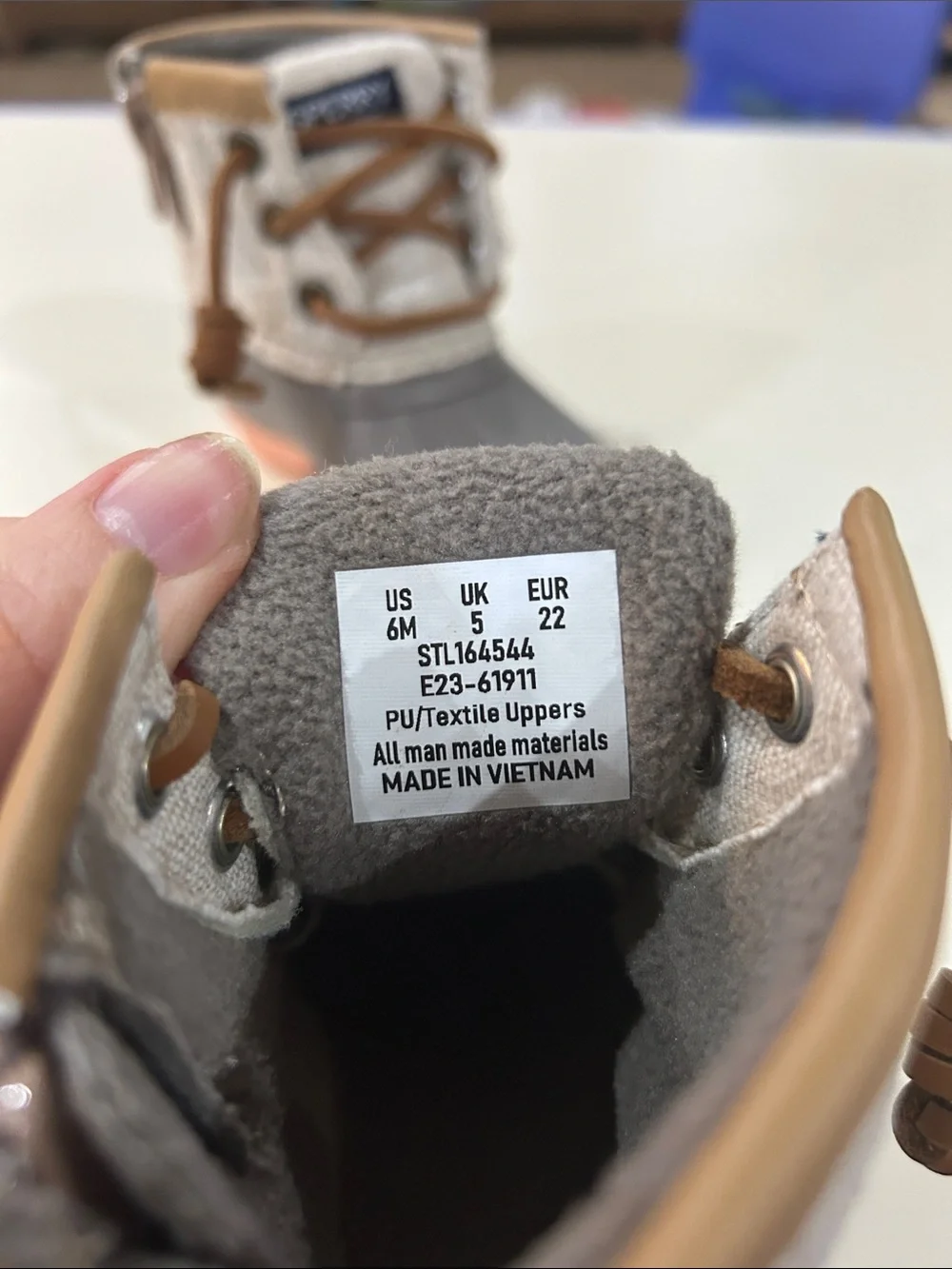 Sperry Kids Gray Duck Boots with Pink Soles